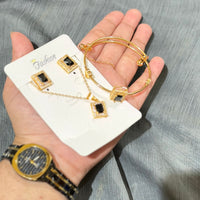Royal Onyx Luxury Jewelry & Watch Gift Set – 5-Piece Combo Watch Earrings Bracelet Necklace