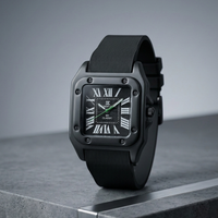 The Regal Square – Metallic Roman Dial on an Industrial Ribbed Silicone Strap