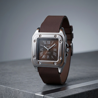 The Regal Square – Metallic Roman Dial on an Industrial Ribbed Silicone Strap