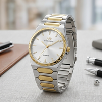 Executive Series: Classic Round Watch Matrix Design Stainless Steel Chain