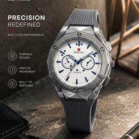 Rugged Multi-Faceted Case Silicone Strap Premium Quality Watch For Mens