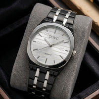 Square Dail Round Glass Watch | Gold-Link Noir Edition: The Stain Steel Executive Watch
