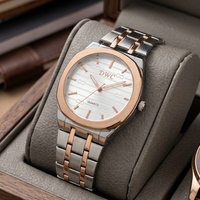 Square Dail Round Glass Watch | Gold-Link Noir Edition: The Stain Steel Executive Watch