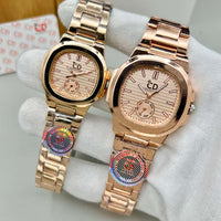 Elegant Couple Watch Set | 2 Pcs Stainless Steel Quartz Watches