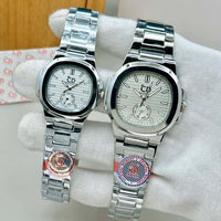 Elegant Couple Watch Set | 2 Pcs Stainless Steel Quartz Watches