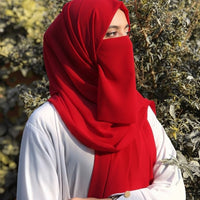 Premium Quality Georgette Hijab & Matching Half-Niqab Set (Hijab Pair)