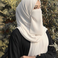 Premium Quality Georgette Hijab & Matching Half-Niqab Set (Hijab Pair)