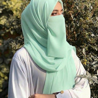 Premium Quality Georgette Hijab & Matching Half-Niqab Set (Hijab Pair)