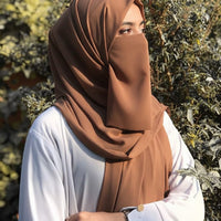 Premium Quality Georgette Hijab & Matching Half-Niqab Set (Hijab Pair)