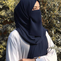 Premium Quality Georgette Hijab & Matching Half-Niqab Set (Hijab Pair)