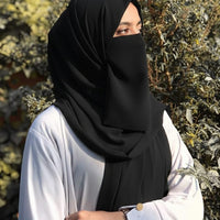Premium Quality Georgette Hijab & Matching Half-Niqab Set (Hijab Pair)