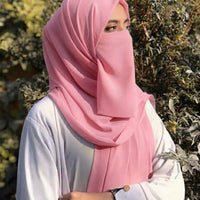 Premium Quality Georgette Hijab & Matching Half-Niqab Set (Hijab Pair)