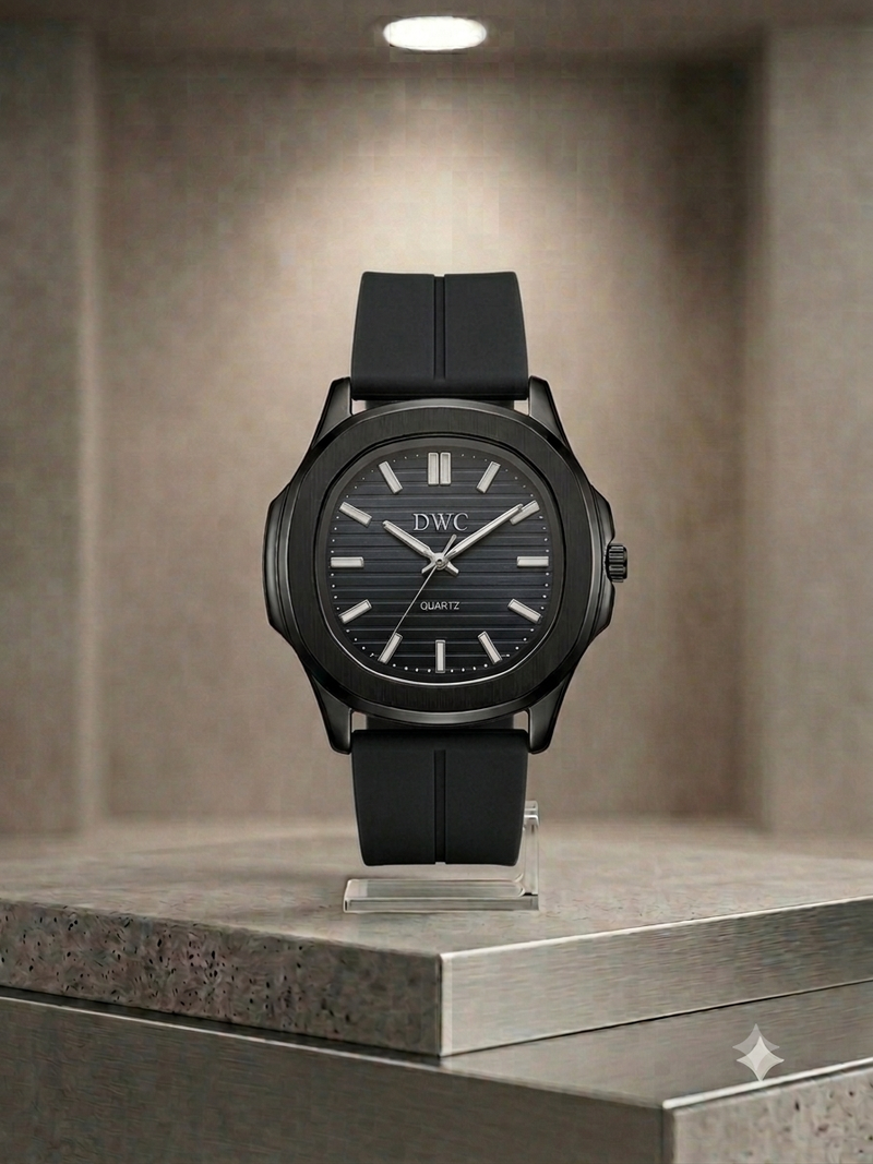 Patik Philippe Style Nautilus – Signature Black Dial & Integrated Matte Strap with Megnat Lock