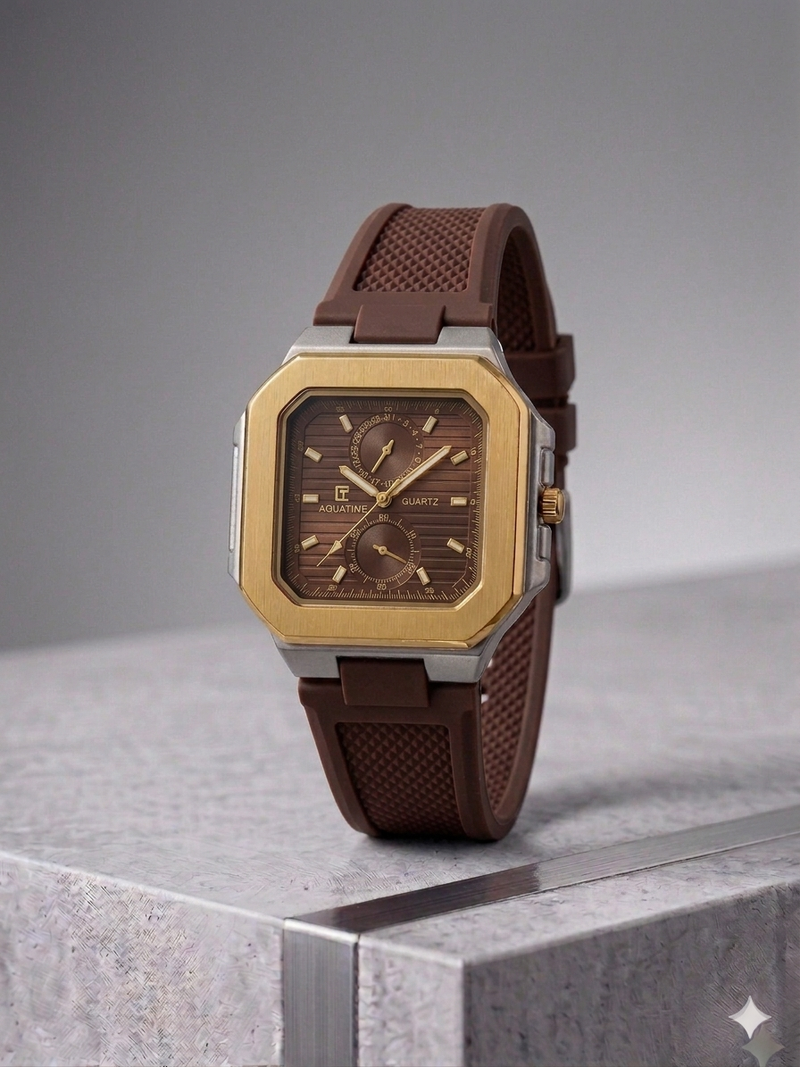 Premium Men's Sports Watch Rubber Strap, Durable Polycarbonate Case, and Precision Quartz Movement