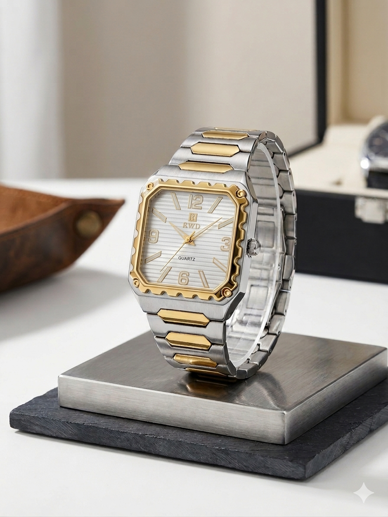 Executive Series: Classic Square Watch Old Money Design Stainless Steel Chain