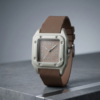 The Regal Square – Metallic Roman Dial on an Industrial Ribbed Silicone Strap