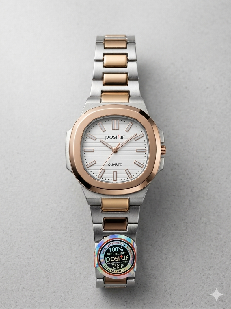 Elegance Luxury Watch – Silver Stainless Steel with Horizontally Embossed Dial