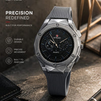 Rugged Multi-Faceted Case Silicone Strap Premium Quality Watch For Mens