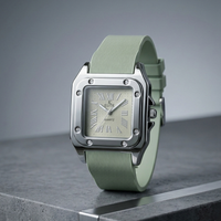 The Regal Square – Metallic Roman Dial on an Industrial Ribbed Silicone Strap
