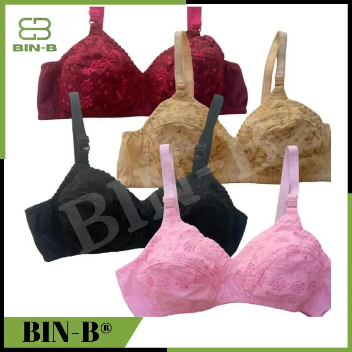 Chikan Embroidered Cotton Bra for Women