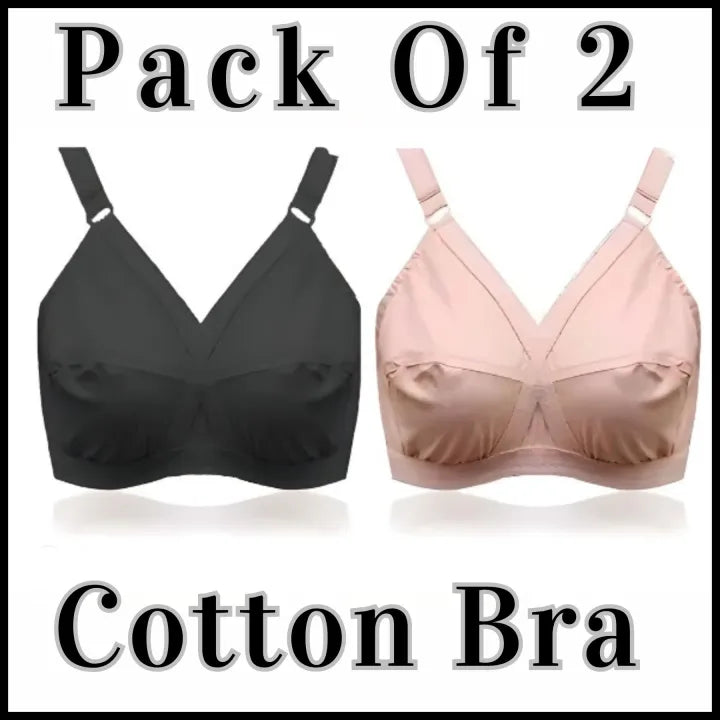 Pack of 2 – Non-Padded Cotton Bras for Women