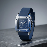 The Regal Square – Metallic Roman Dial on an Industrial Ribbed Silicone Strap