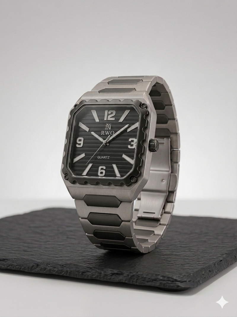 Executive Series: Classic Square Watch Old Money Design Stainless Steel Chain