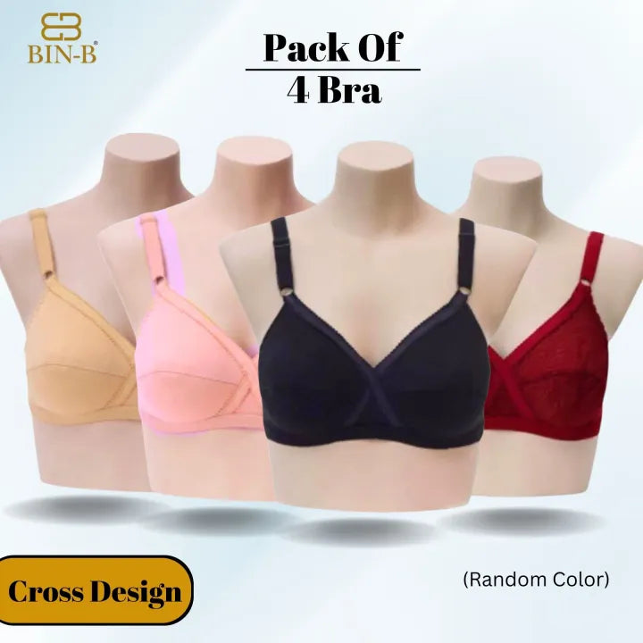 Pack of 4– Non-Padded Cotton Bras for Women