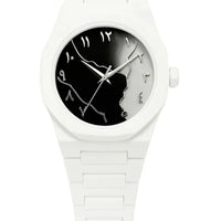 White Arabic Aura Watch – White Tiger & White Marble Design Fiber Chain(44 Gram)