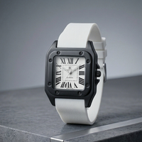 The Regal Square – Metallic Roman Dial on an Industrial Ribbed Silicone Strap