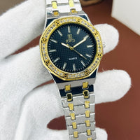 High Quality Stainless Steel Watch For Men's With Stone Embossed