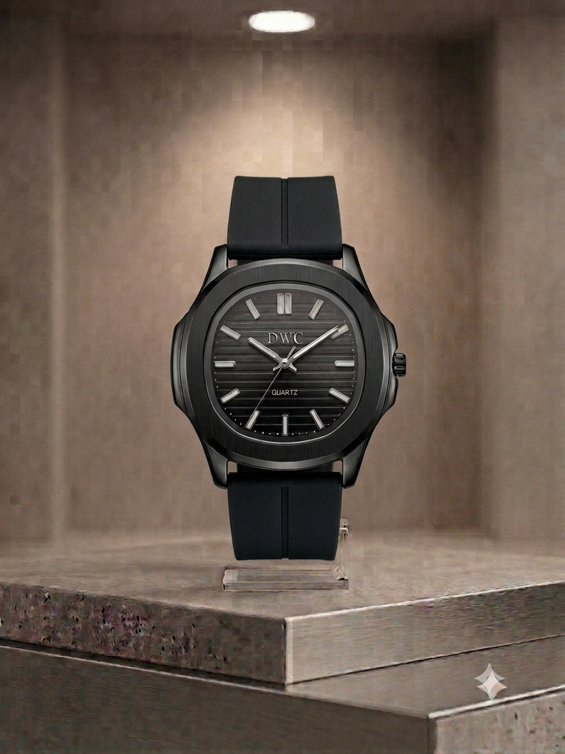 Patik Philippe Style Nautilus – Signature Black Dial & Integrated Matte Strap with Megnat Lock