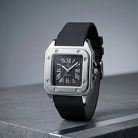 The Regal Square – Metallic Roman Dial on an Industrial Ribbed Silicone Strap