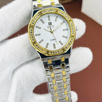 High Quality Stainless Steel Watch For Men's With Stone Embossed