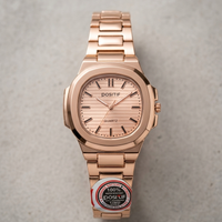 Elegance Luxury Watch – Silver Stainless Steel with Horizontally Embossed Dial