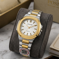 Elegance Luxury Watch – Silver Stainless Steel with Horizontally Embossed Dial