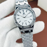 High Quality Stainless Steel Watch For Men's With Stone Embossed