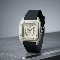 The Regal Square – Metallic Roman Dial on an Industrial Ribbed Silicone Strap
