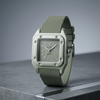 The Regal Square – Metallic Roman Dial on an Industrial Ribbed Silicone Strap