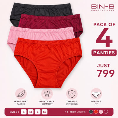 Pack of 4 – Soft Cotton Jursey Panties for Women