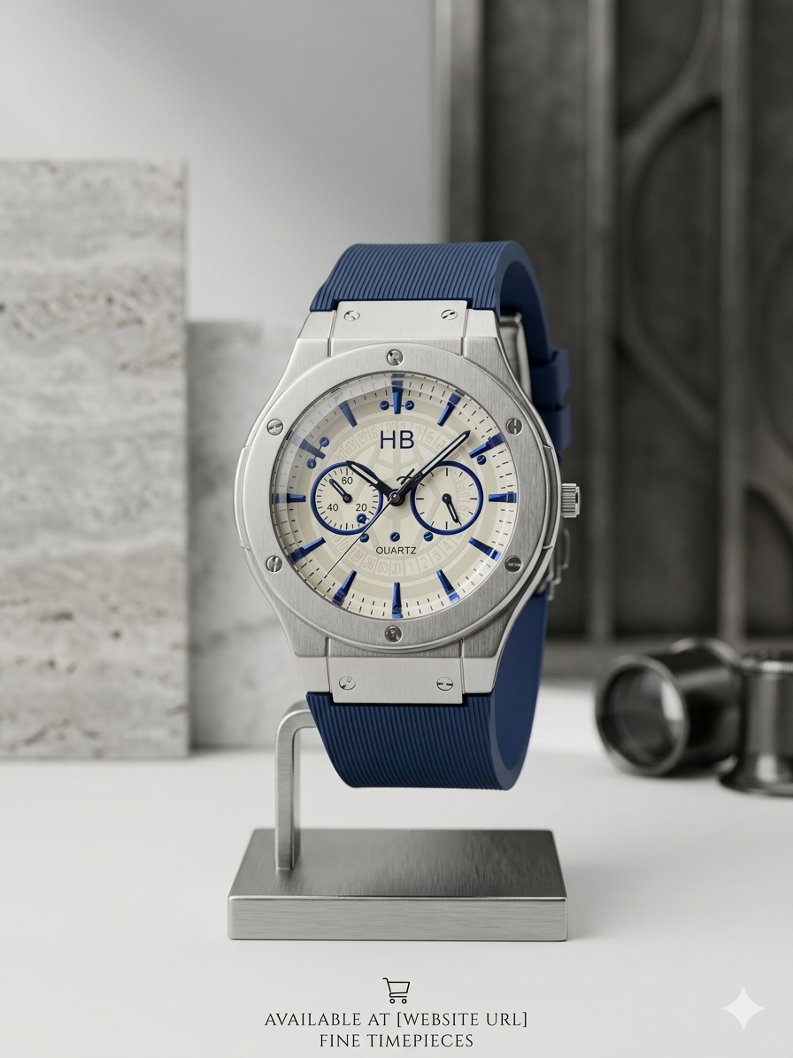Daimond Glass Hublot Sporty Men’s Silicone Strap Watch