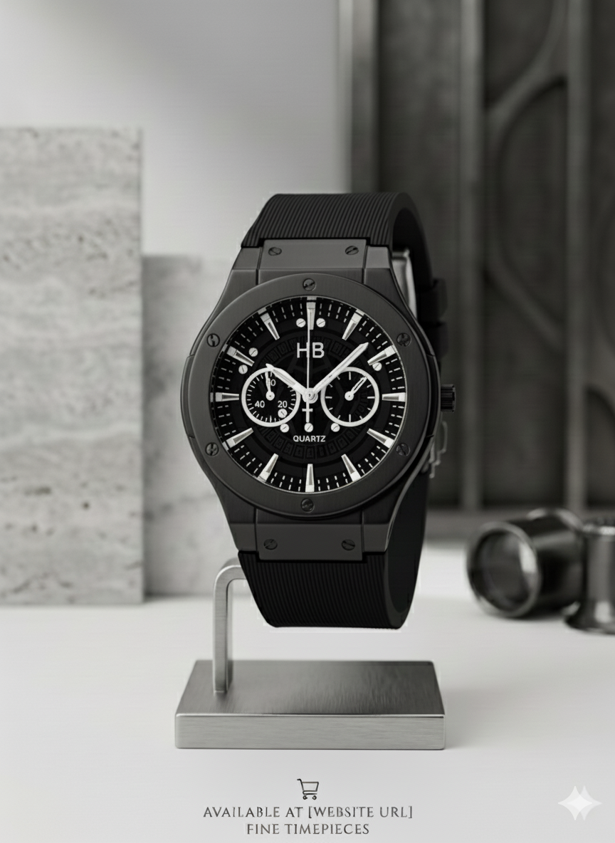 Daimond Glass Hublot Sporty Men’s Silicone Strap Watch
