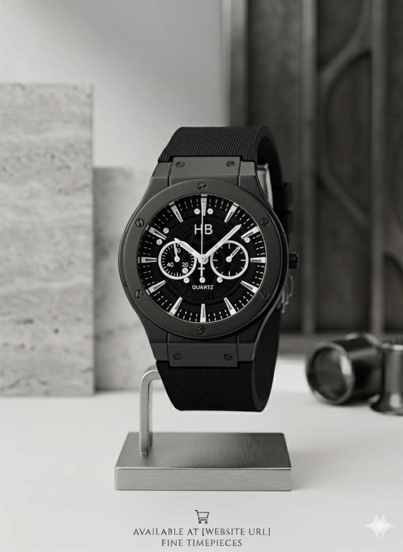 Daimond Glass Hublot Sporty Men’s Silicone Strap Watch