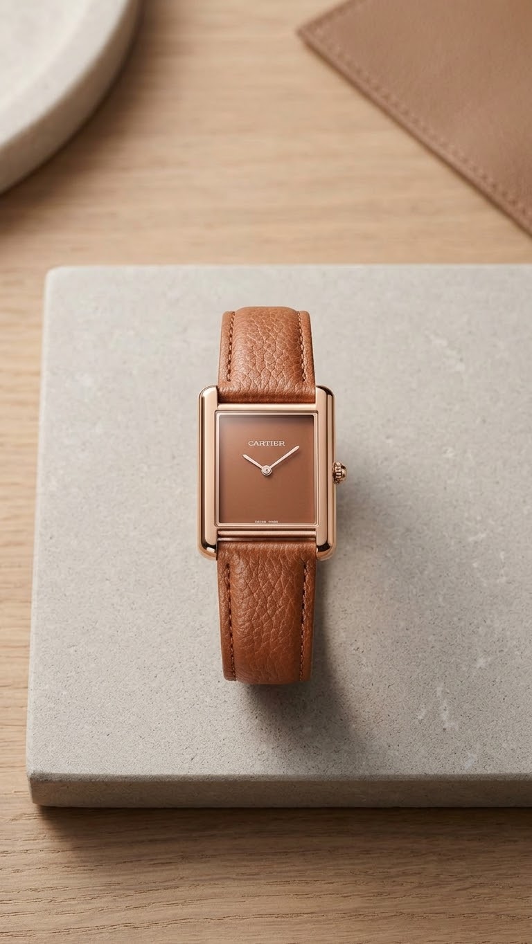 BIN-B Tank Style Vintage Leather Strap Watch – Slim Bezel