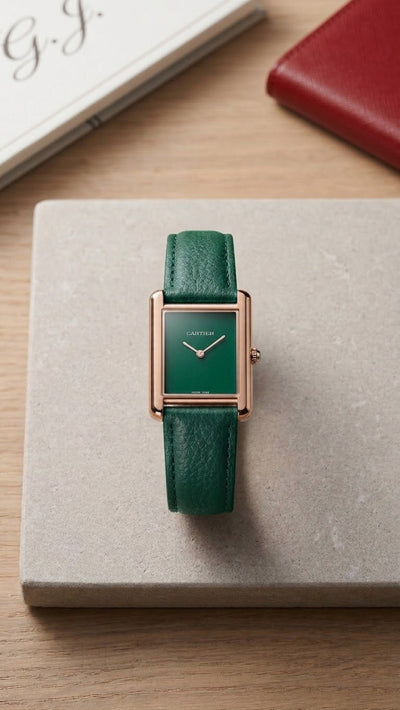 BIN-B Tank Style Vintage Leather Strap Watch – Slim Bezel