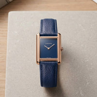 BIN-B Tank Style Vintage Leather Strap Watch – Slim Bezel
