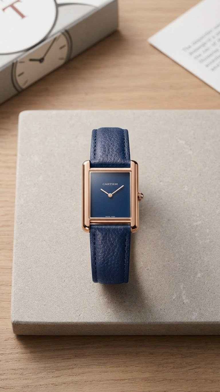 BIN-B Tank Style Vintage Leather Strap Watch – Slim Bezel