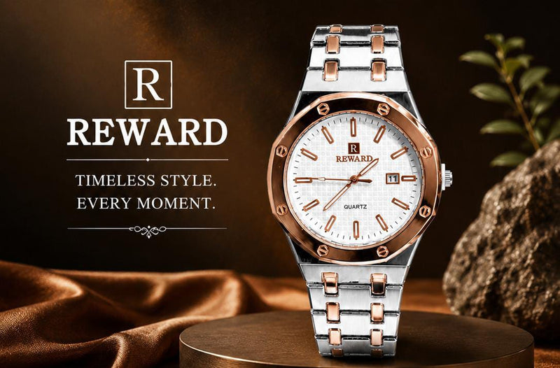 Executive Series: Premium Octagonal Quartz Watch – With Date Stone Embossed Edition