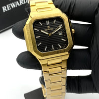 Modern Geometric Stainless Steel Men's Watch Premium Quality Square Dail Watch With Butterfly Lock Top Trendy Article