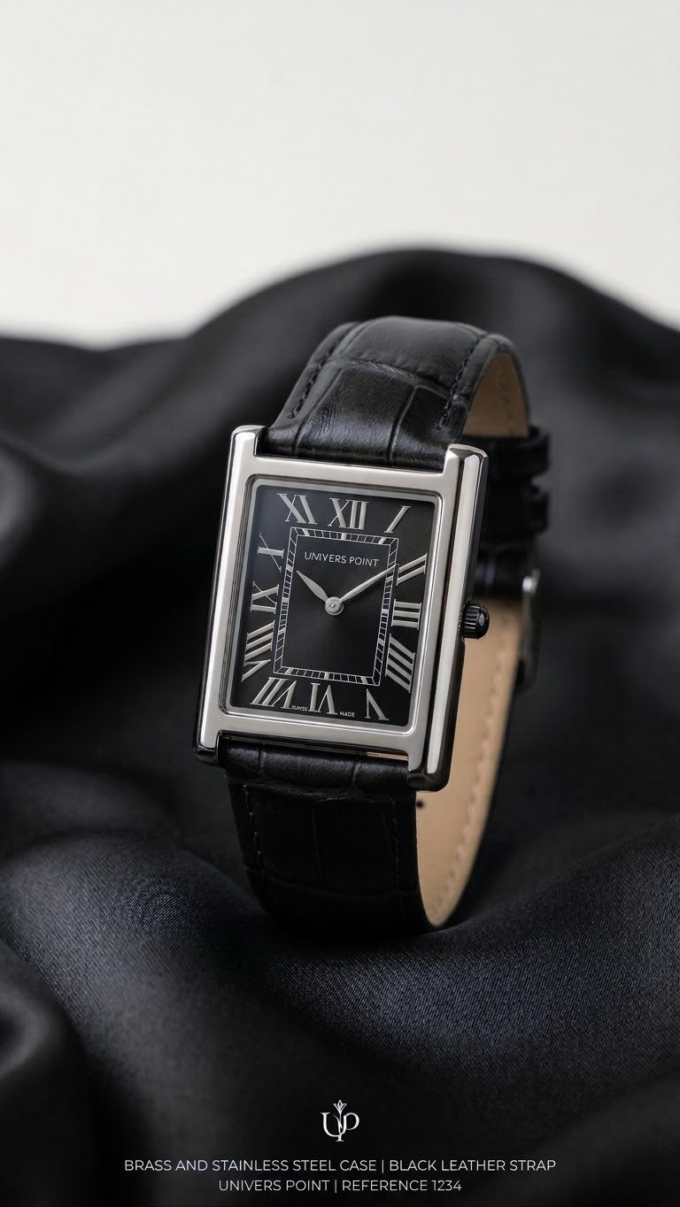 Univers Point Classic Roman Numeral Leather Watch | Tank Watch⁠